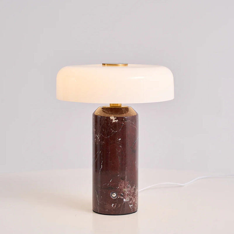 Iridescent Orb Table Lamp – Rechargeable Glass Orb Espresso Marble Base