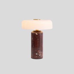 Iridescent Orb Table Lamp – Rechargeable Glass Orb Espresso Marble Base