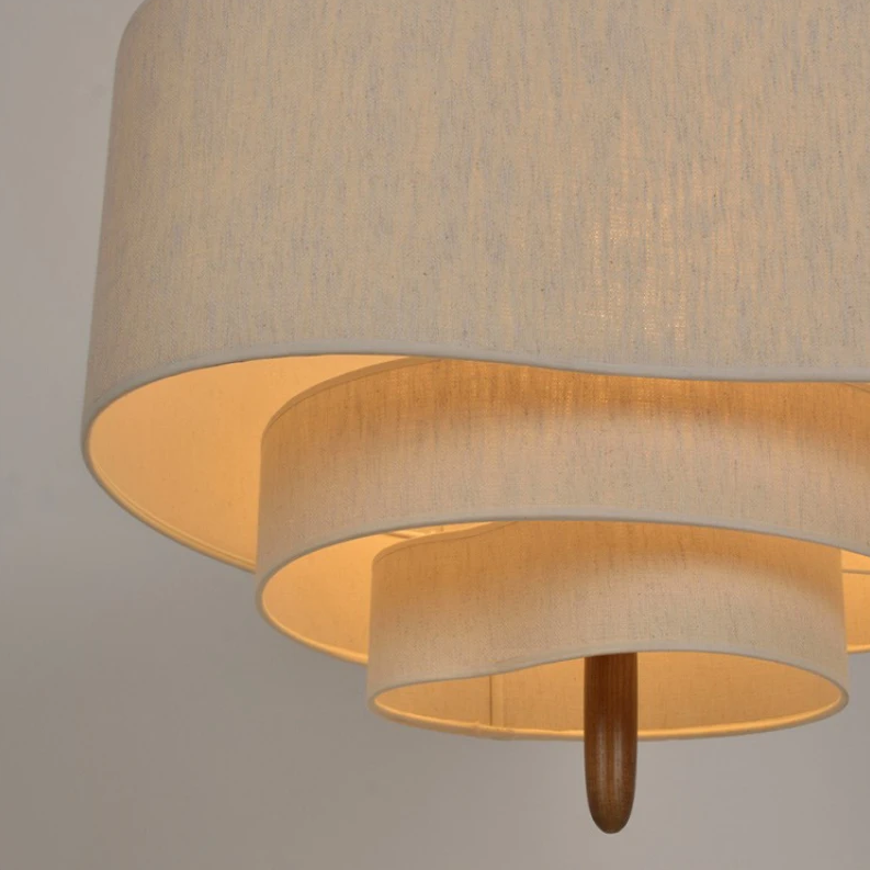 Elowen Tiered Fabric Pendant Light – Modern Linen Drum Dining Room Ceiling Fixture