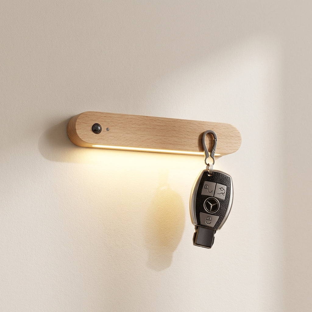 Oaklyn Magnetic Key Holder – LED Motion Sensor Wall Mounted Organizer Entryway Hallway Rechargeable