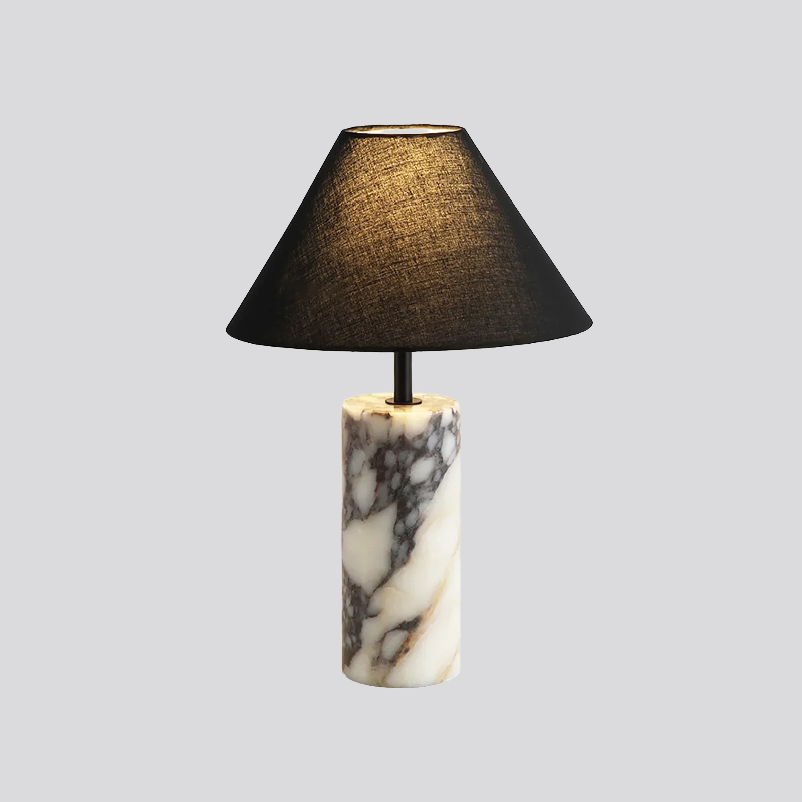 Moonlit Marble Table Lamp – LED Marble Base Fabric Shade Warm Ambient Glow Modern Living Rooms