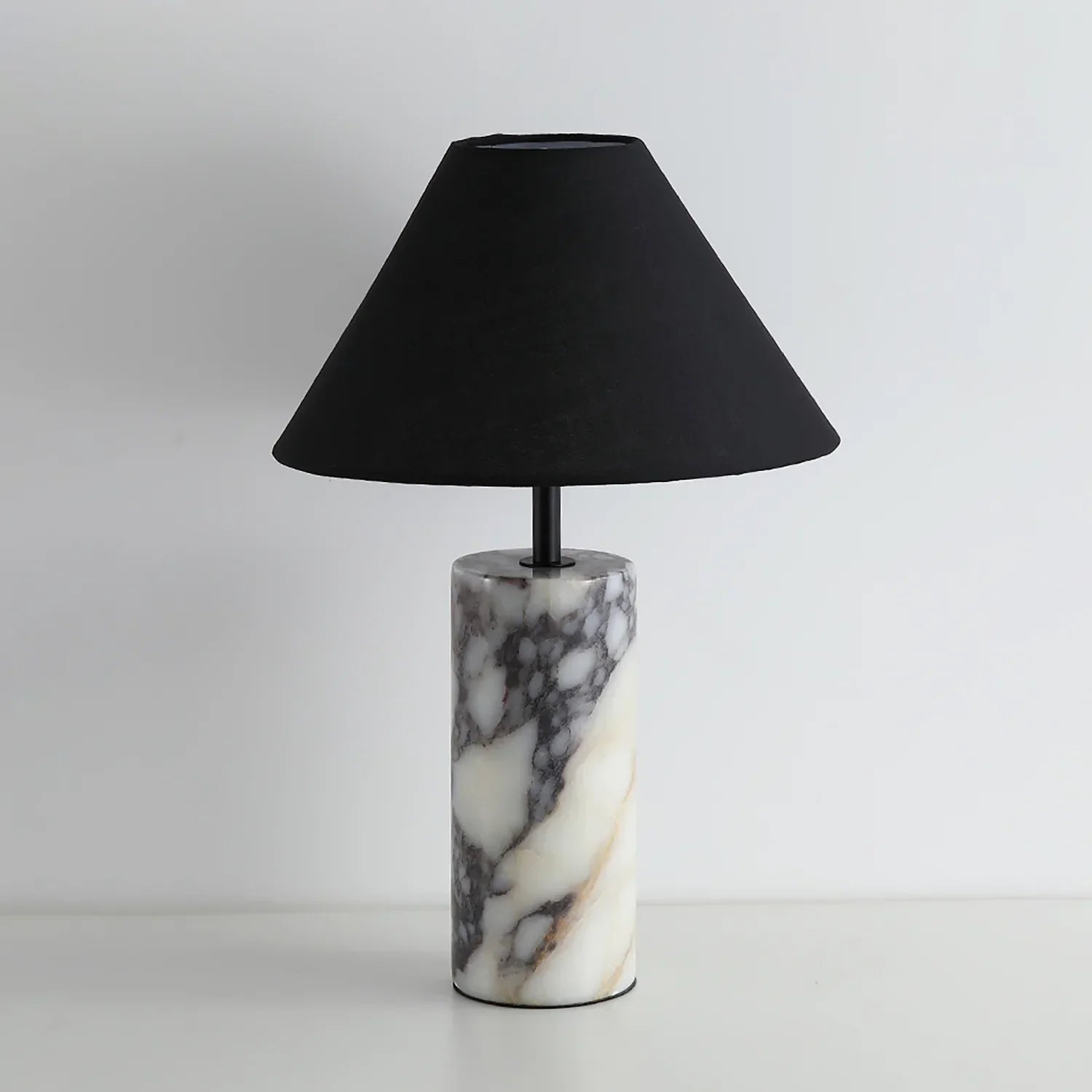 Moonlit Marble Table Lamp – LED Marble Base Fabric Shade Warm Ambient Glow Modern Living Rooms
