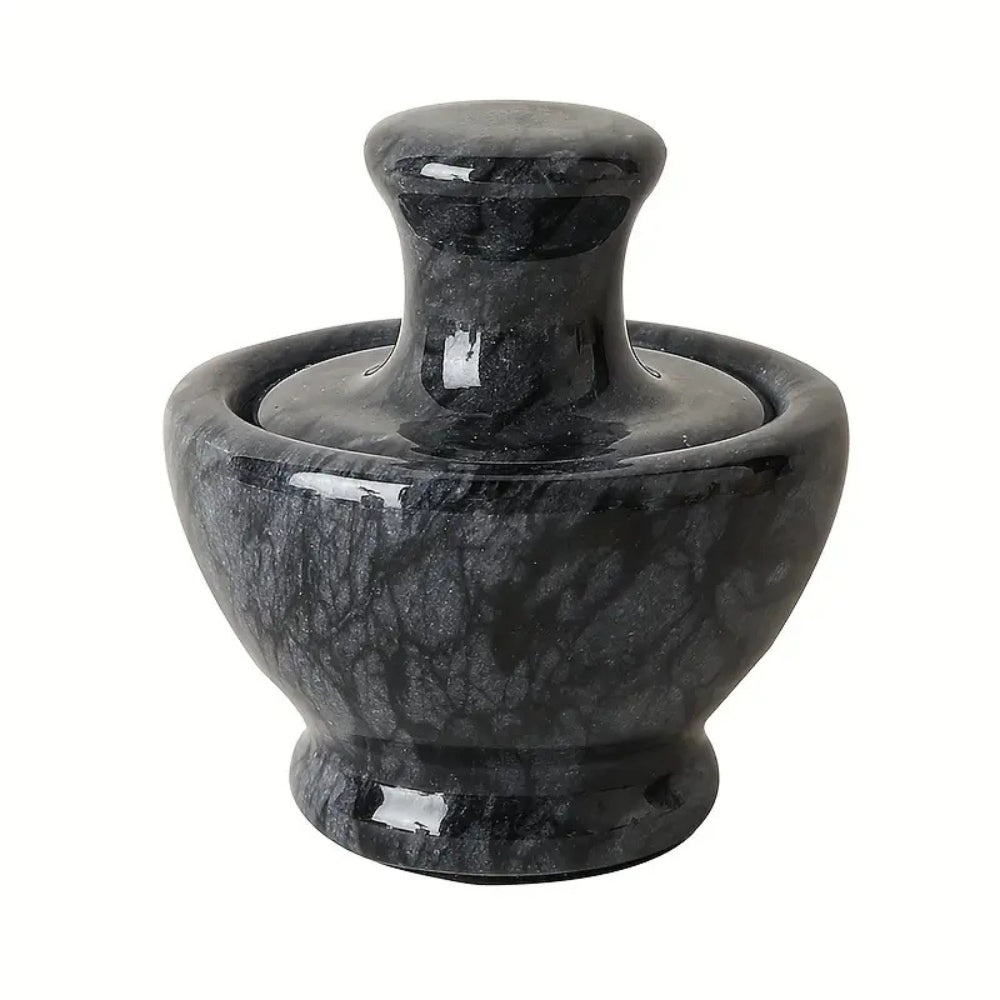 Vespera Marble Mortar Pestle Set – Natural Black Stone Kitchen Spice Herb Grinder Crusher