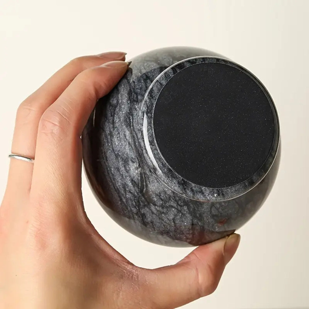 Vespera Marble Mortar Pestle Set – Natural Black Stone Kitchen Spice Herb Grinder Crusher