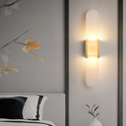 Modern Marble Wall Sconce – Luxury Gold Brass Cylindrical Fixture