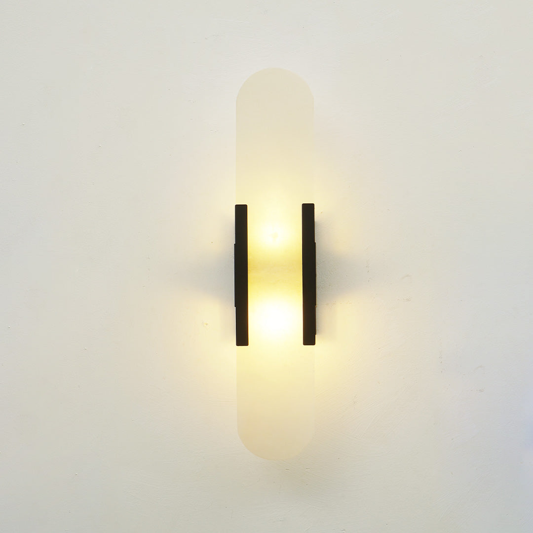 Modern Marble Wall Sconce – Luxury Gold Brass Cylindrical Fixture