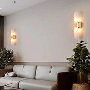 Modern Marble Wall Sconce – Luxury Gold Brass Cylindrical Fixture