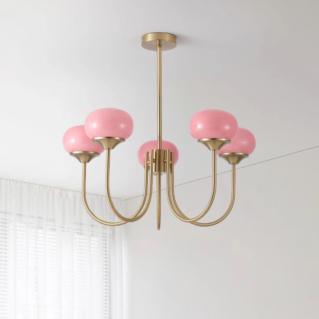Blush Halo Chandelier Light – Glass Dome Ceiling Chandelier Lighting Fixture