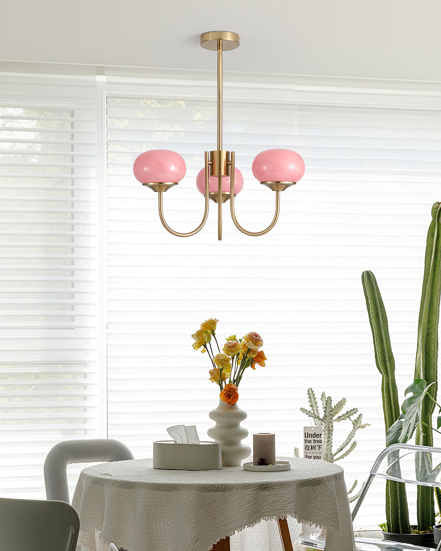Blush Halo Chandelier Light – Glass Dome Ceiling Chandelier Lighting Fixture