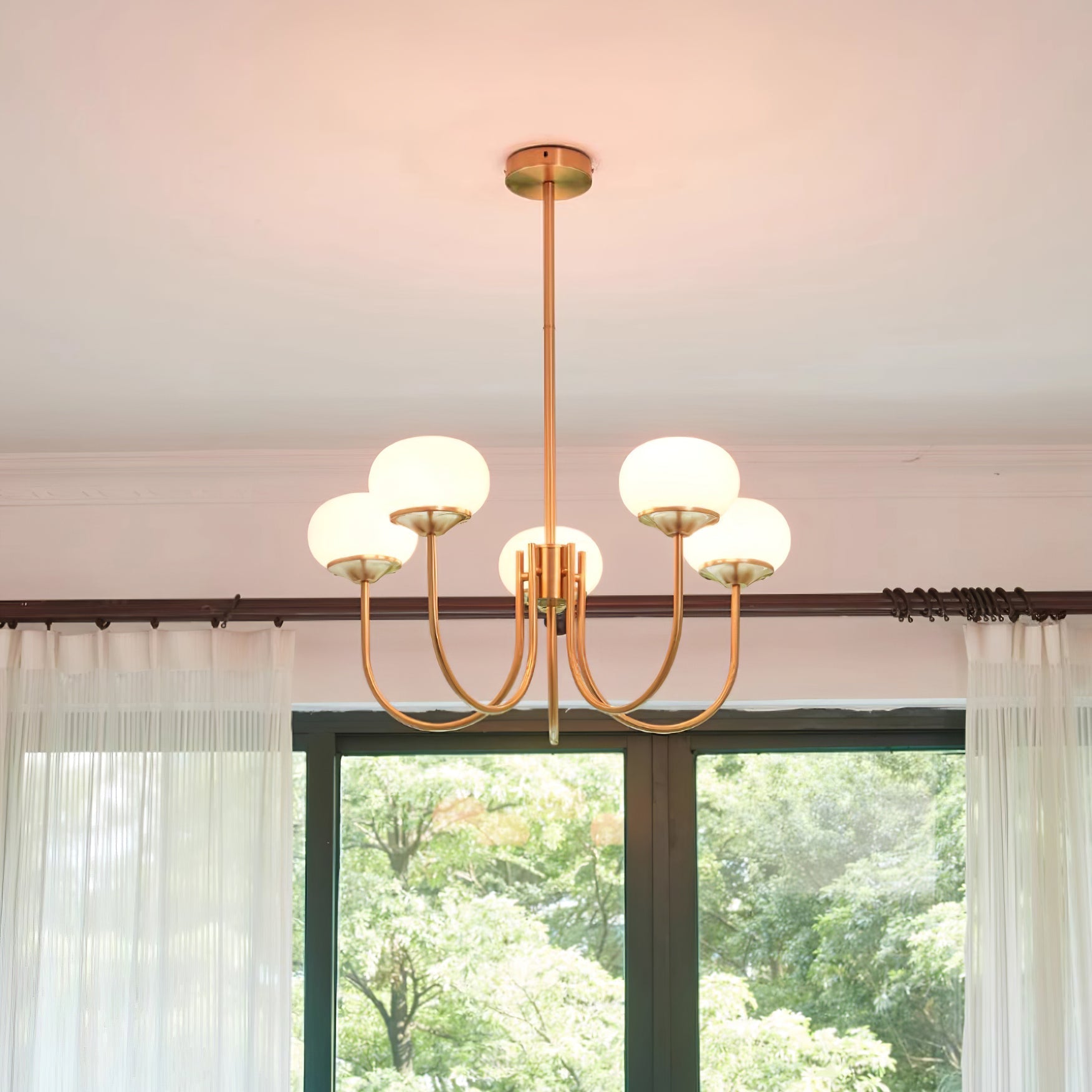 Blush Halo Chandelier Light – Glass Dome Ceiling Chandelier Lighting Fixture