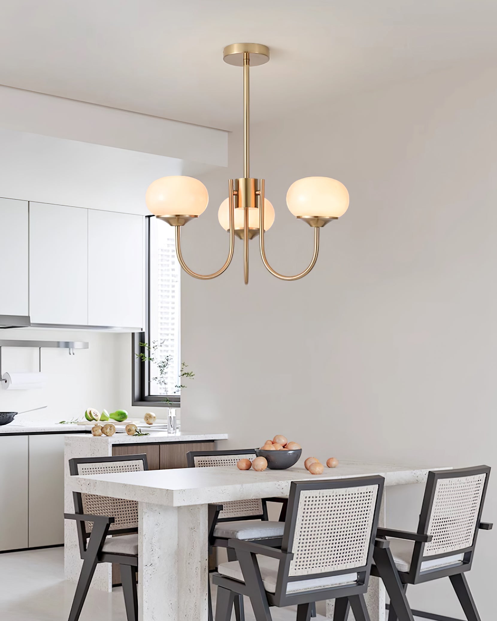 Blush Halo Chandelier Light – Glass Dome Ceiling Chandelier Lighting Fixture