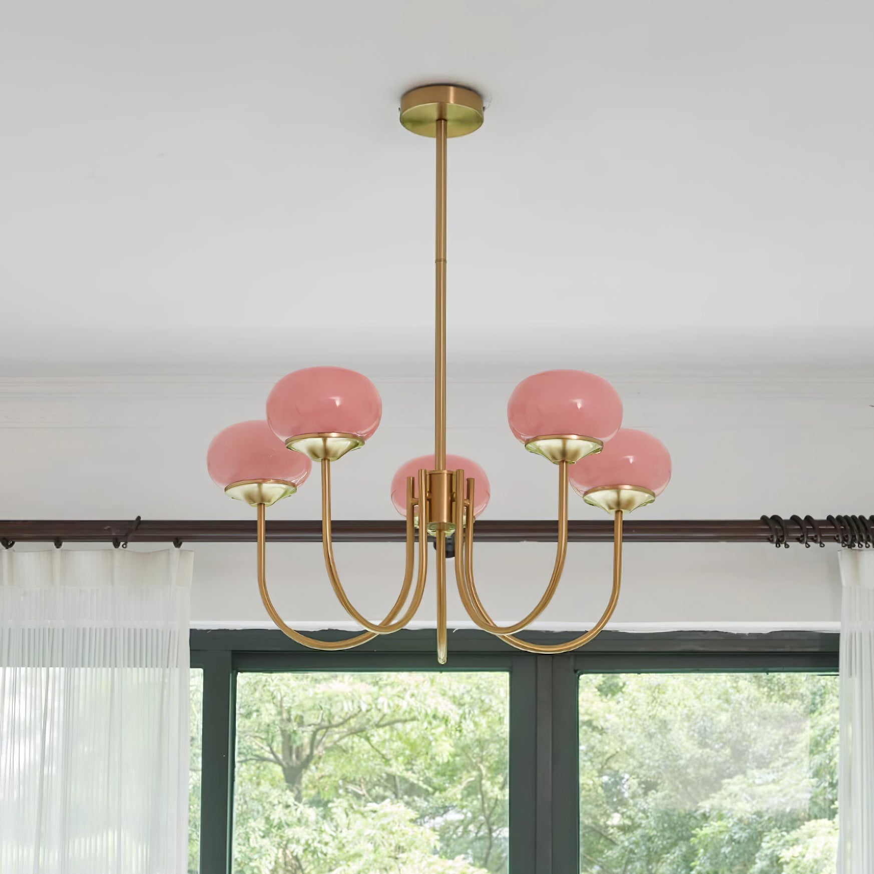 Blush Halo Chandelier Light – Glass Dome Ceiling Chandelier Lighting Fixture