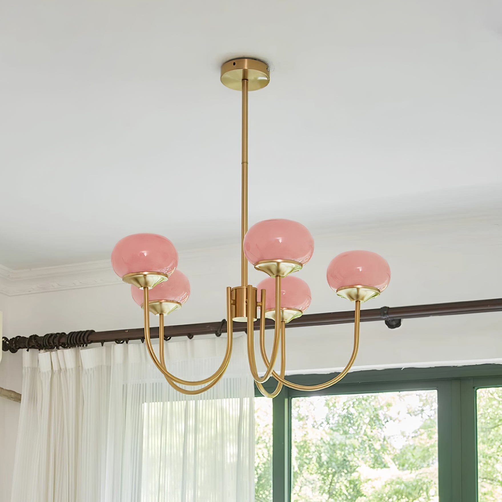 Blush Halo Chandelier Light – Glass Dome Ceiling Chandelier Lighting Fixture