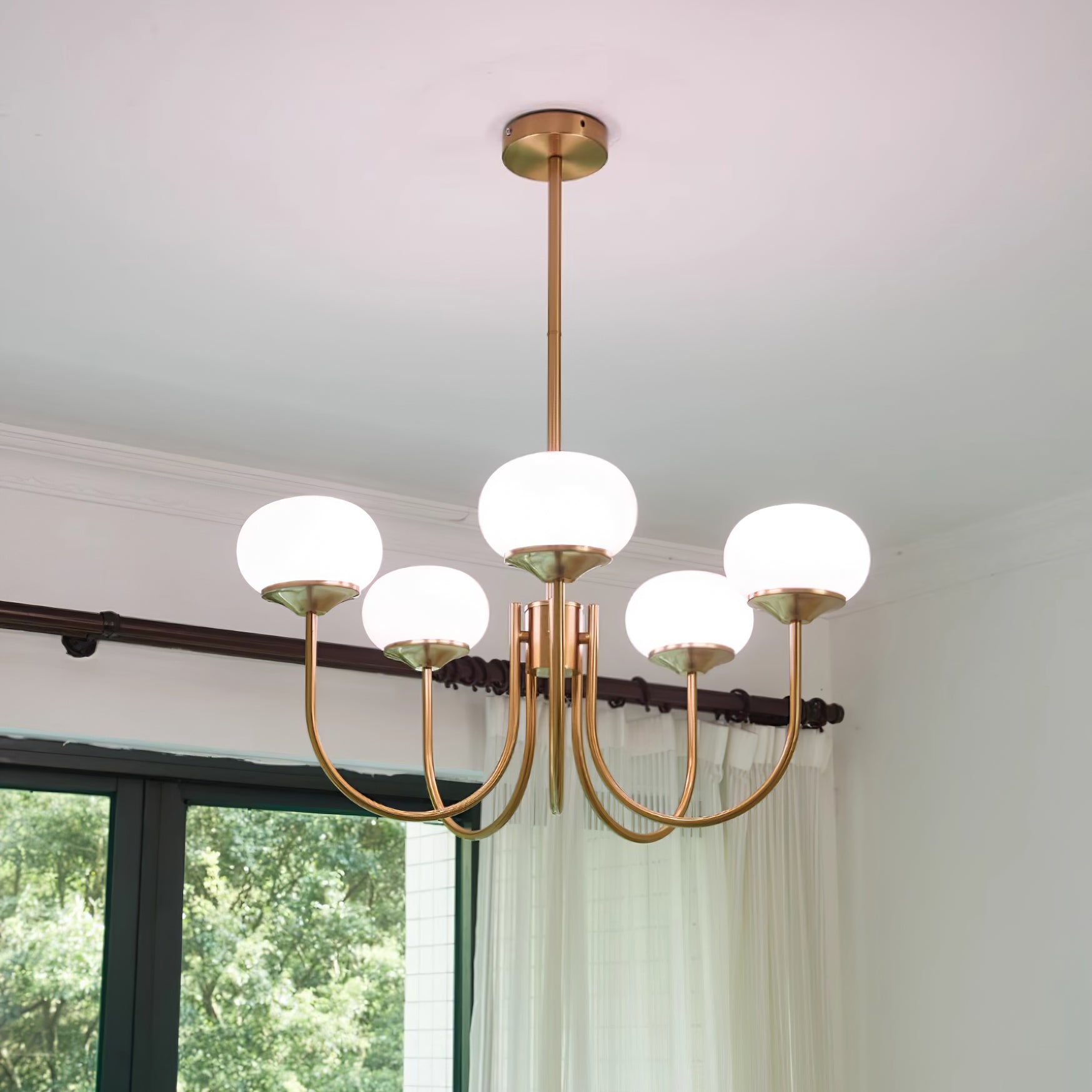 Blush Halo Chandelier Light – Glass Dome Ceiling Chandelier Lighting Fixture