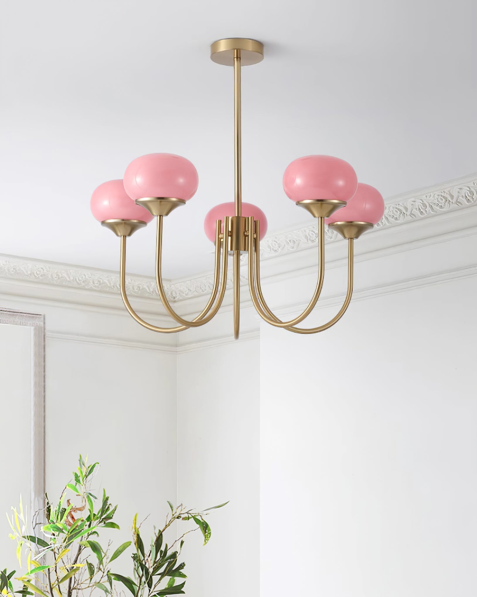 Blush Halo Chandelier Light – Glass Dome Ceiling Chandelier Lighting Fixture