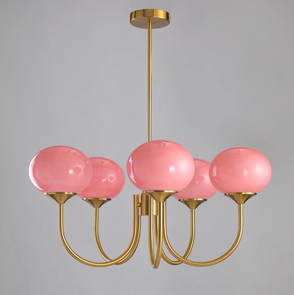 Blush Halo Chandelier Light – Glass Dome Ceiling Chandelier Lighting Fixture