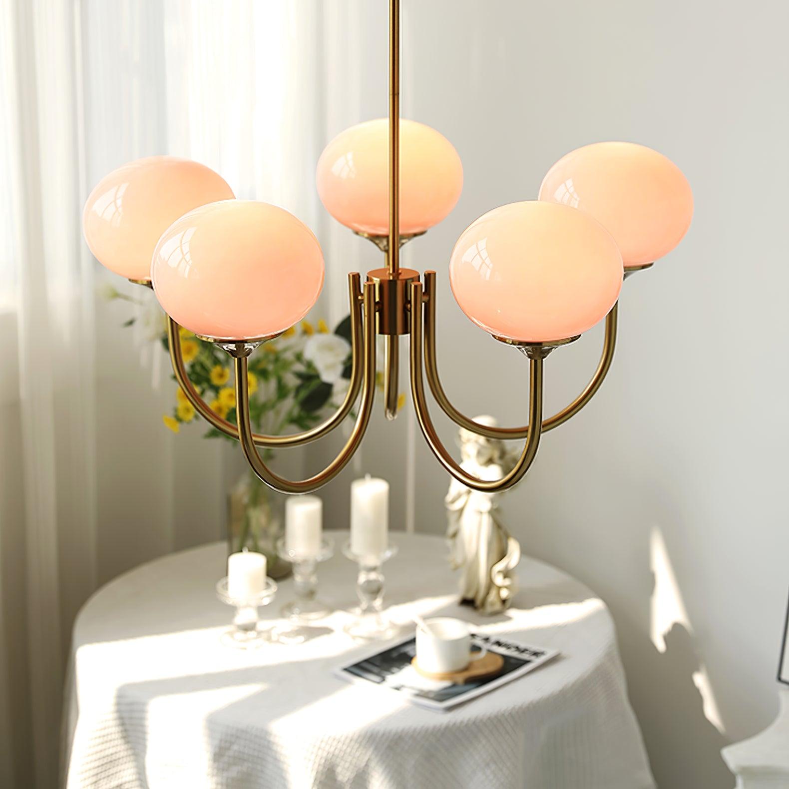Blush Halo Chandelier Light – Glass Dome Ceiling Chandelier Lighting Fixture