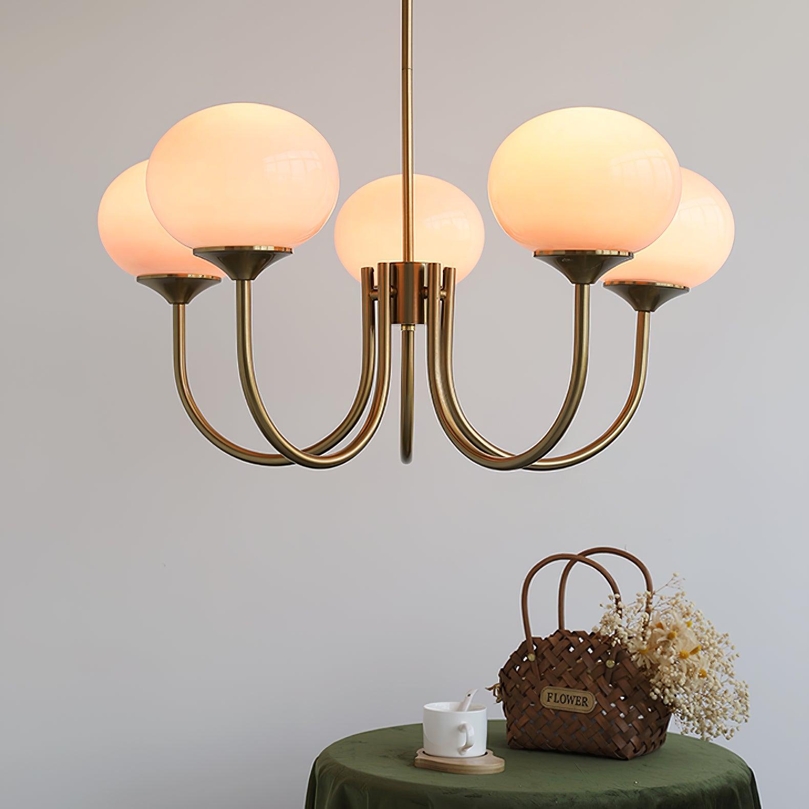 Blush Halo Chandelier Light – Glass Dome Ceiling Chandelier Lighting Fixture