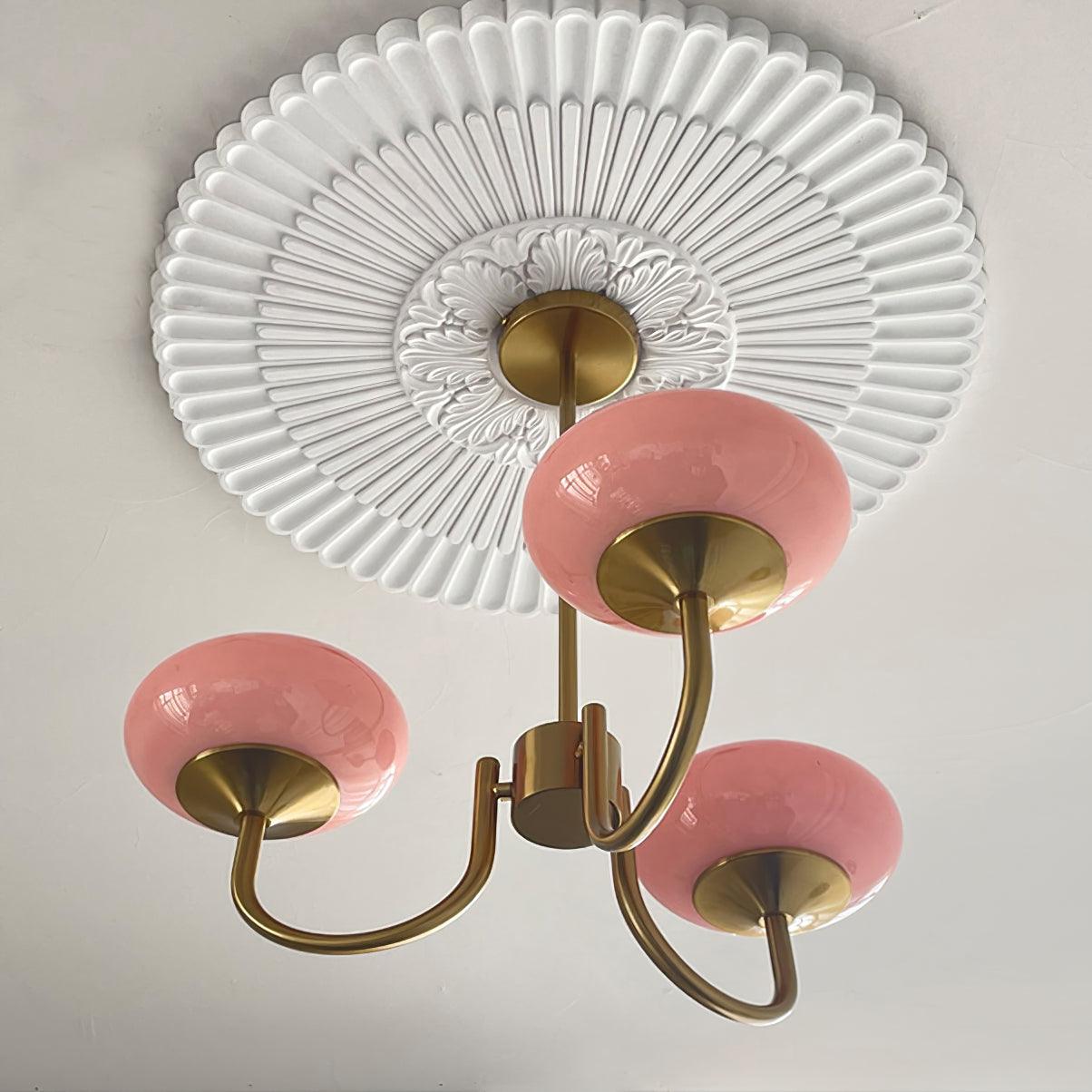 Blush Halo Chandelier Light – Glass Dome Ceiling Chandelier Lighting Fixture