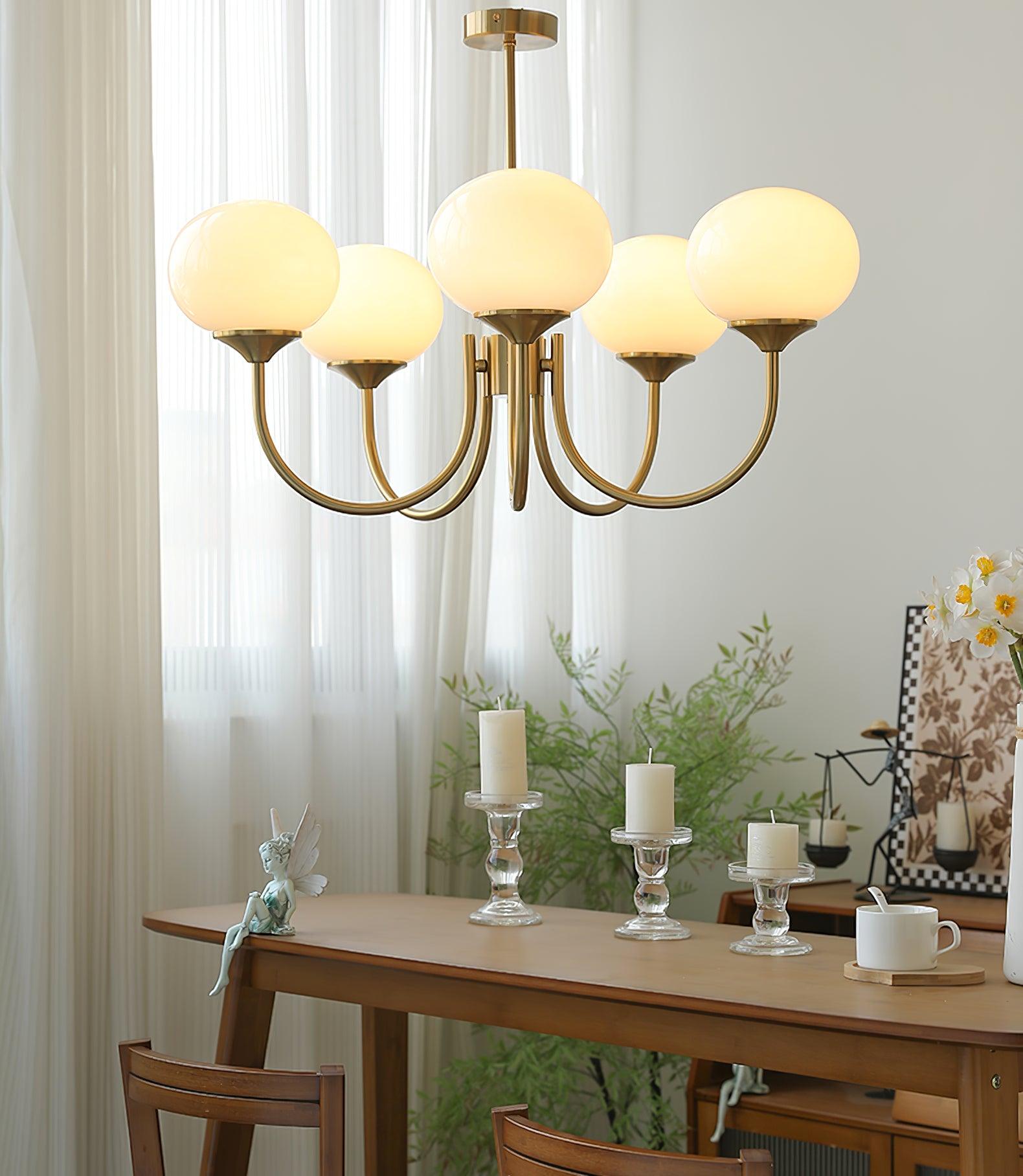 Blush Halo Chandelier Light – Glass Dome Ceiling Chandelier Lighting Fixture