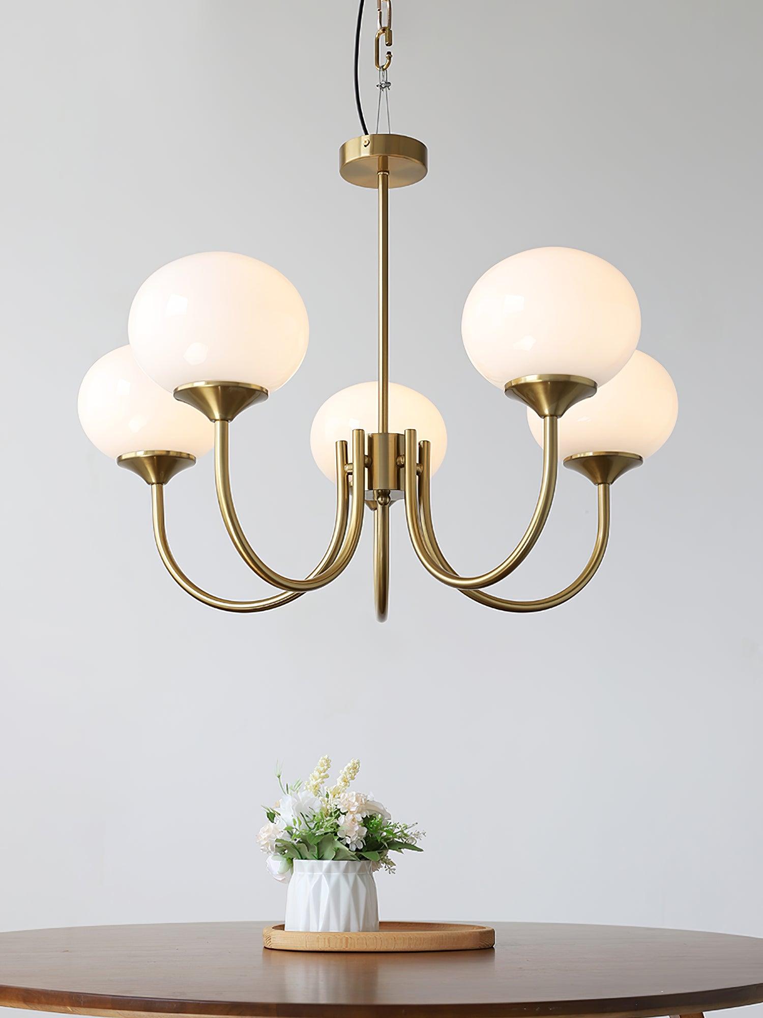 Blush Halo Chandelier Light – Glass Dome Ceiling Chandelier Lighting Fixture