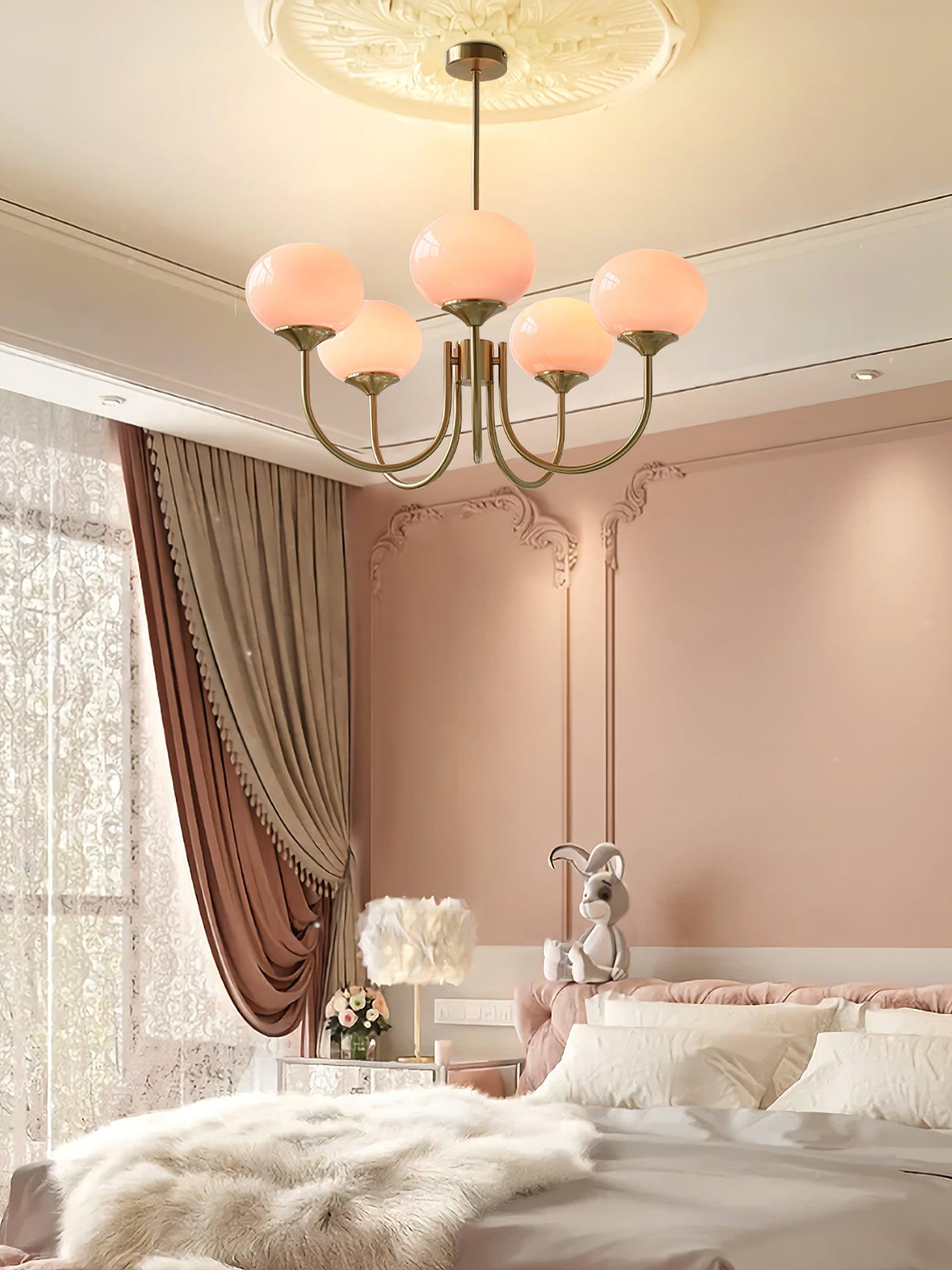 Blush Halo Chandelier Light – Glass Dome Ceiling Chandelier Lighting Fixture