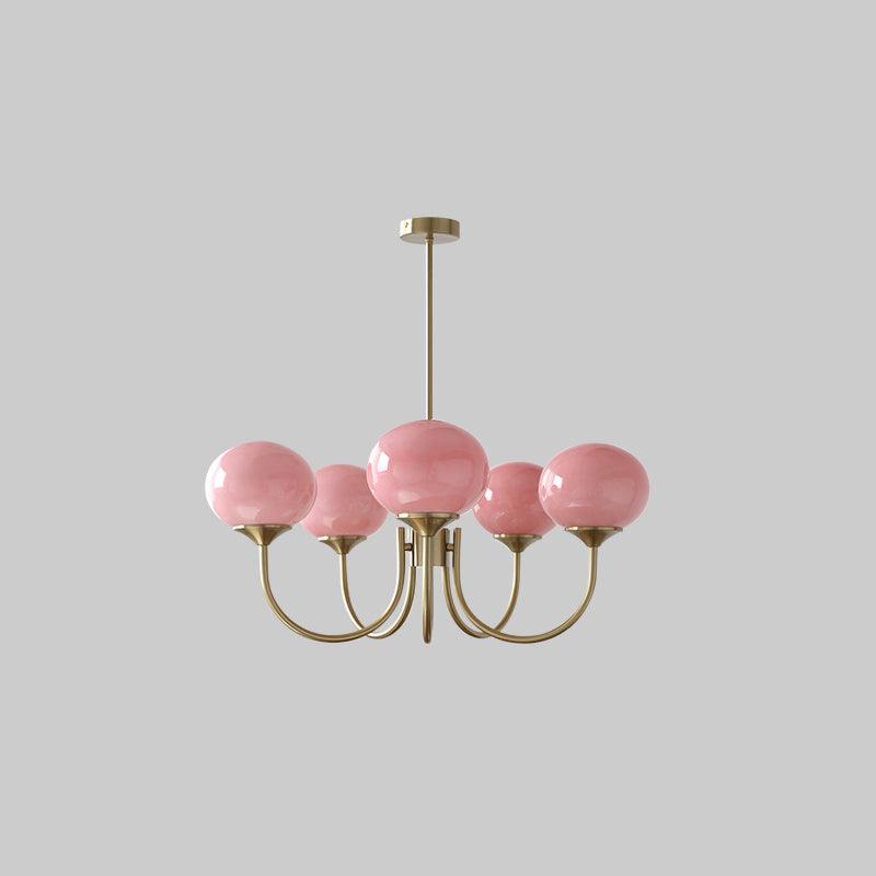 Blush Halo Chandelier Light – Glass Dome Ceiling Chandelier Lighting Fixture