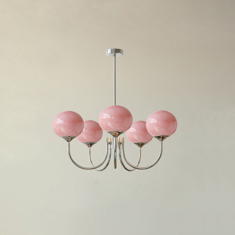Blush Halo Chandelier Light – Glass Dome Ceiling Chandelier Lighting Fixture