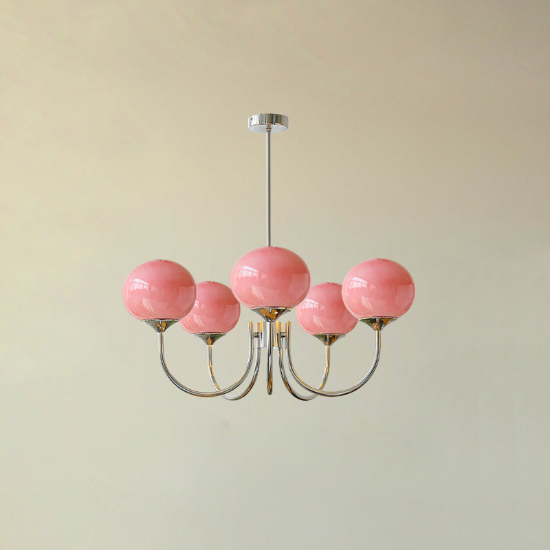 Blush Halo Chandelier Light – Glass Dome Ceiling Chandelier Lighting Fixture