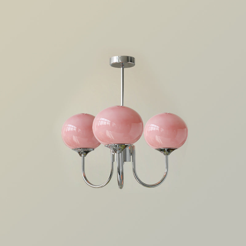 Blush Halo Chandelier Light – Glass Dome Ceiling Chandelier Lighting Fixture
