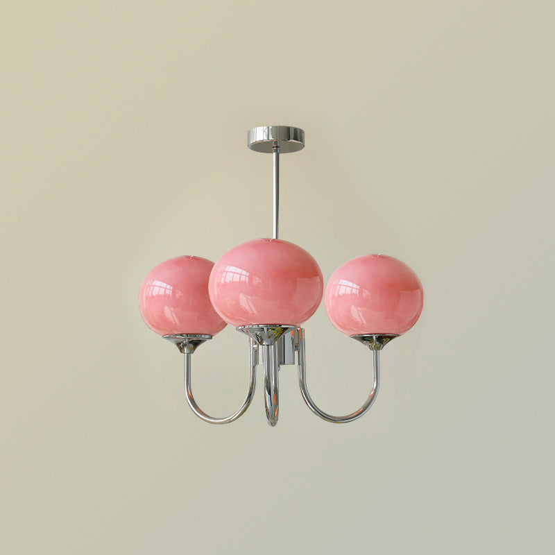 Blush Halo Chandelier Light – Glass Dome Ceiling Chandelier Lighting Fixture