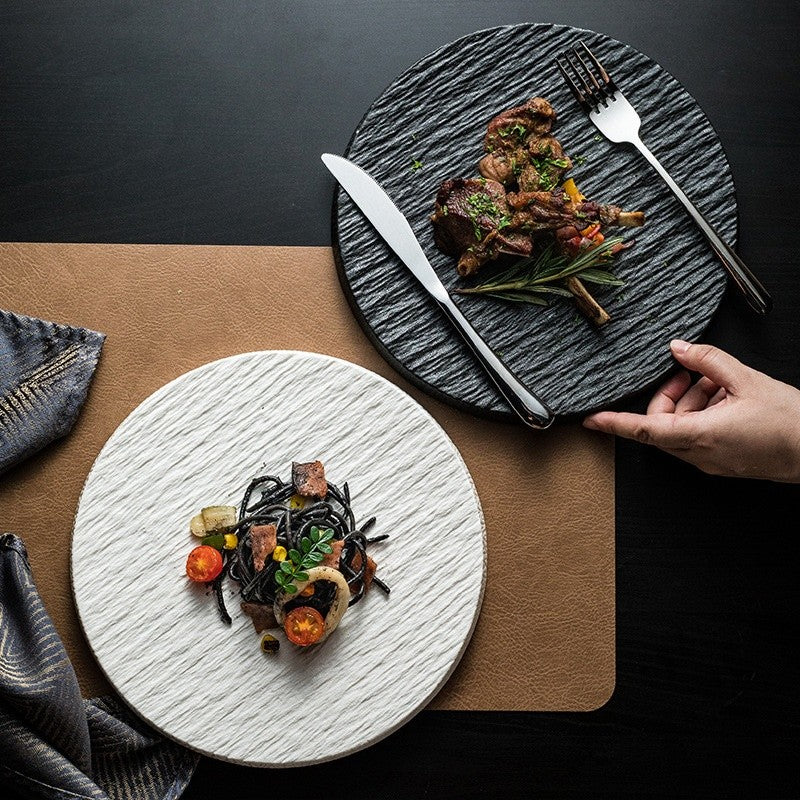Kairaku Round Dinner Plate – Porcelain Matte Stone Finish Textured Serving Dinnerware 10.5 Inch Modern Kitchen