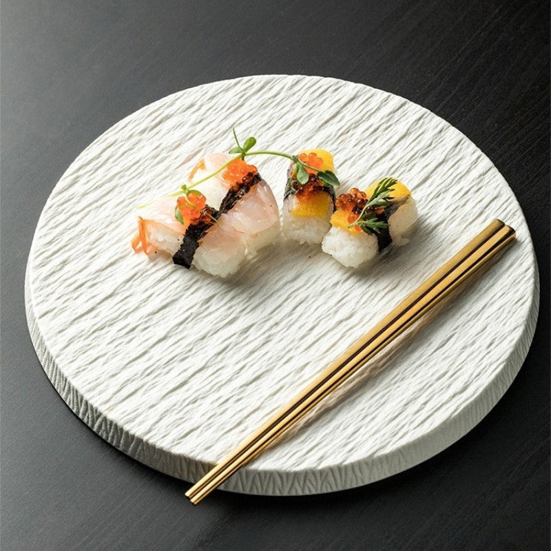 Kairaku Round Dinner Plate – Porcelain Matte Stone Finish Textured Serving Dinnerware 10.5 Inch Modern Kitchen