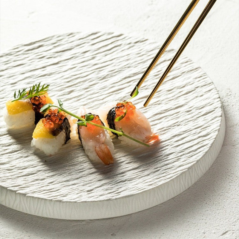 Kairaku Round Dinner Plate – Porcelain Matte Stone Finish Textured Serving Dinnerware 10.5 Inch Modern Kitchen