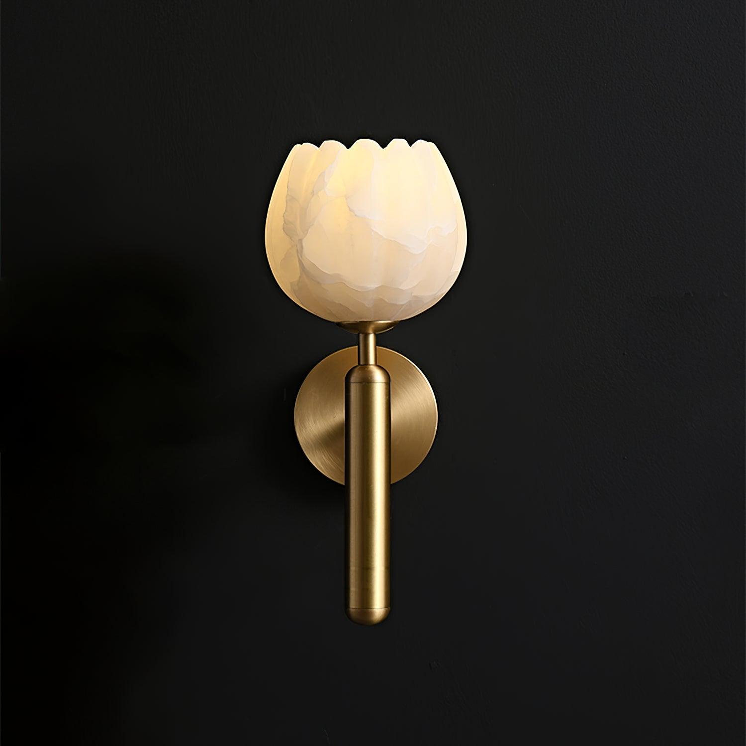 Mirea Floral Wall Lamp – Brass Alabaster Decorative Wall Lighting Fixture