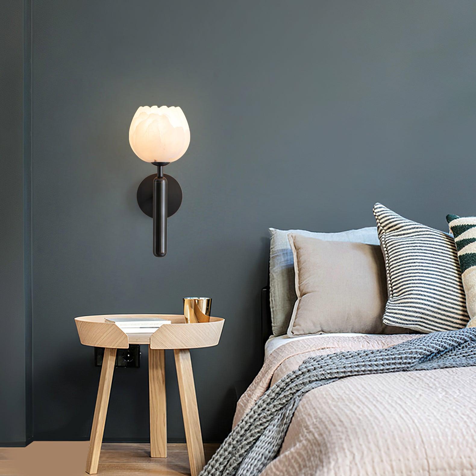 Mirea Floral Wall Lamp – Brass Alabaster Decorative Wall Lighting Fixture