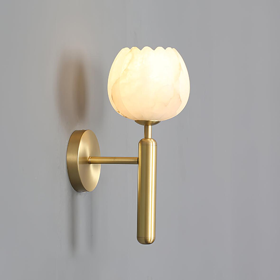 Mirea Floral Wall Lamp – Brass Alabaster Decorative Wall Lighting Fixture