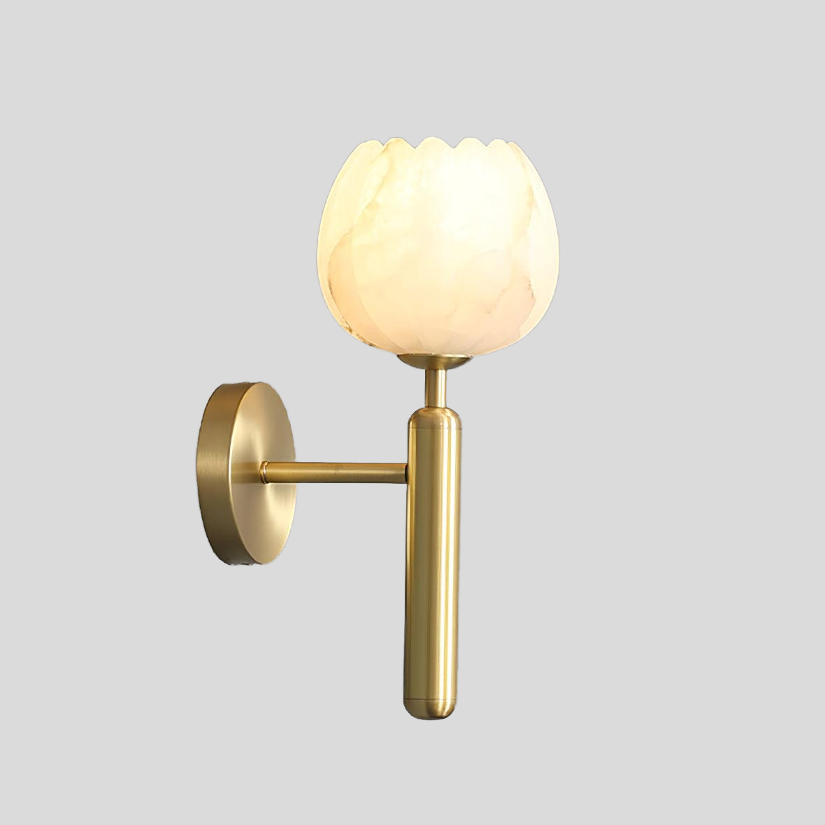 Mirea Floral Wall Lamp – Brass Alabaster Decorative Wall Lighting Fixture