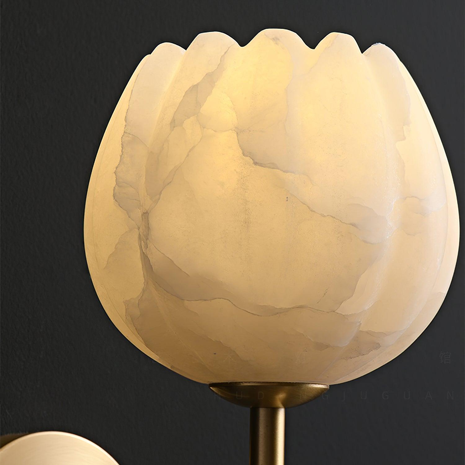 Mirea Floral Wall Lamp – Brass Alabaster Decorative Wall Lighting Fixture