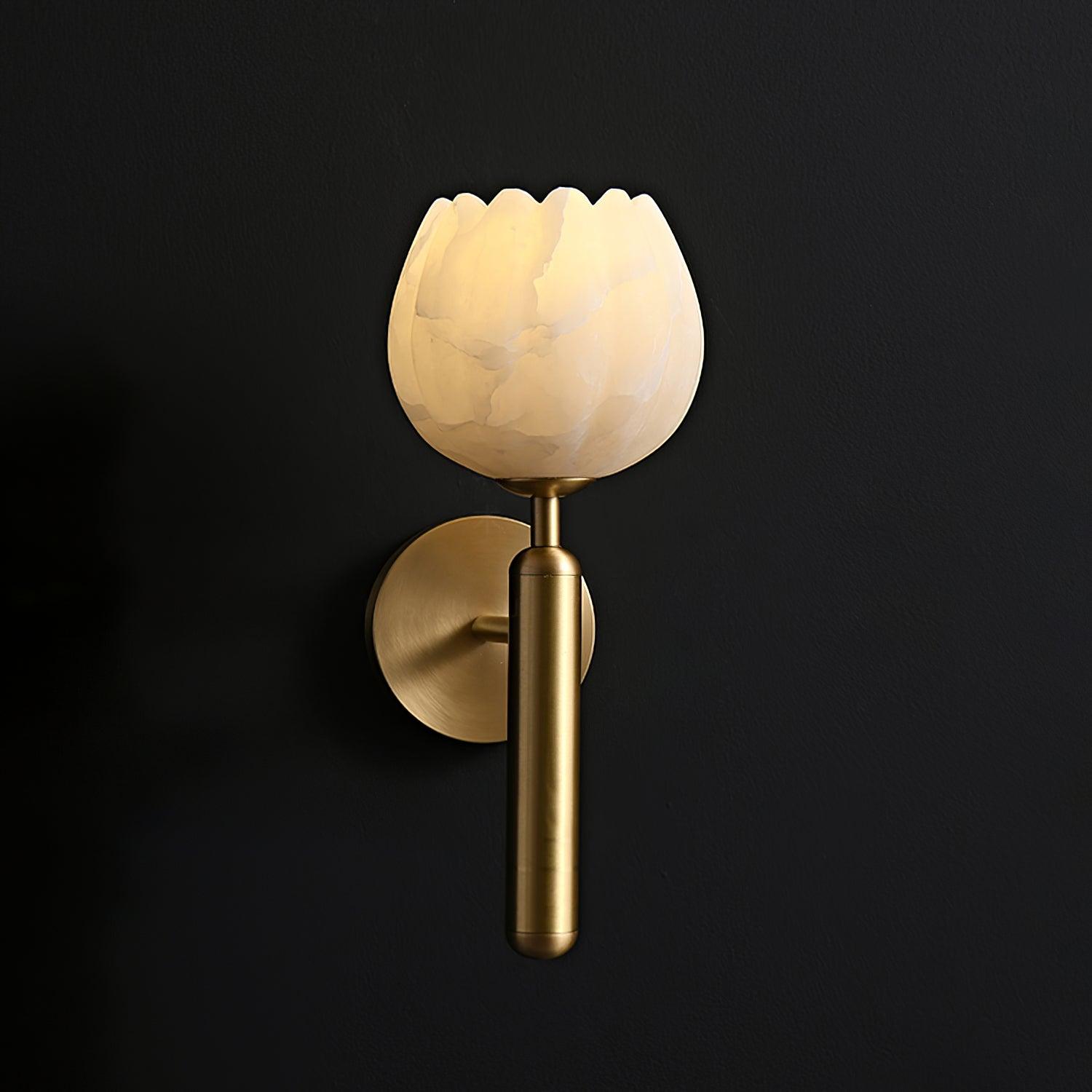 Mirea Floral Wall Lamp – Brass Alabaster Decorative Wall Lighting Fixture