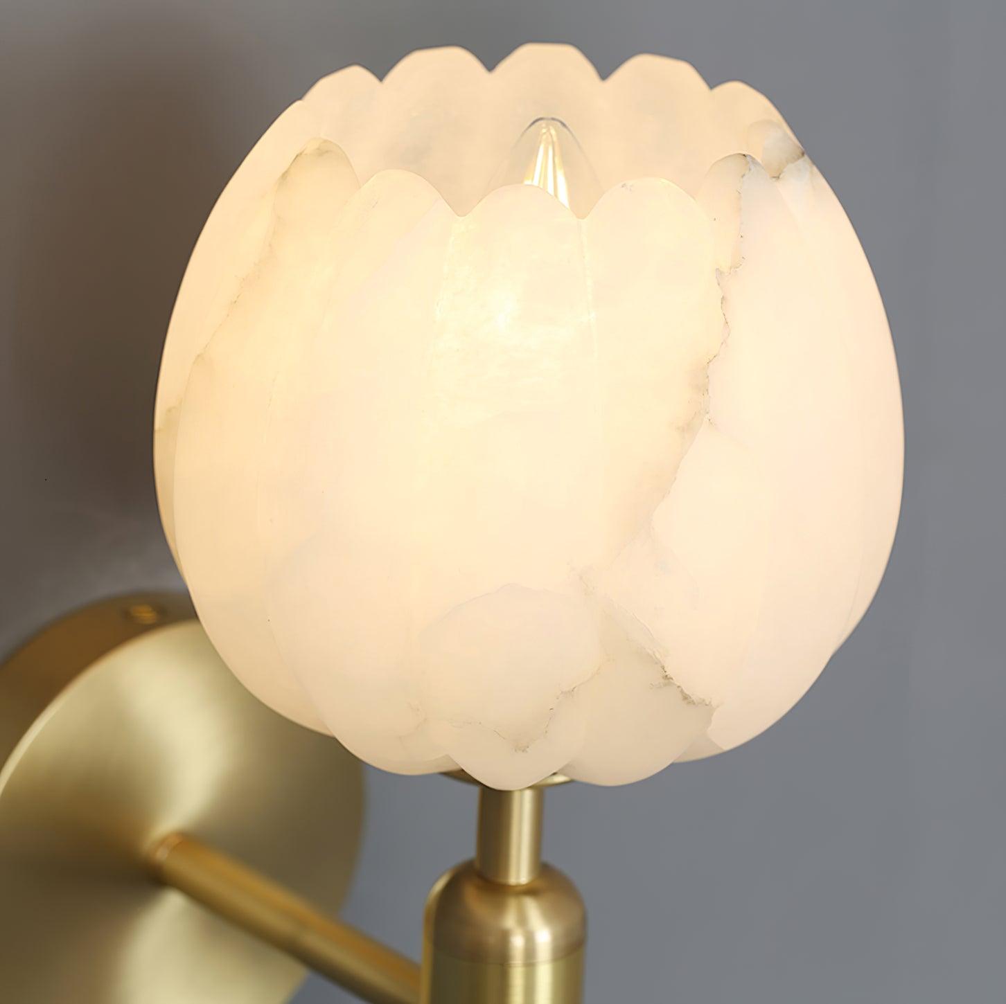 Mirea Floral Wall Lamp – Brass Alabaster Decorative Wall Lighting Fixture