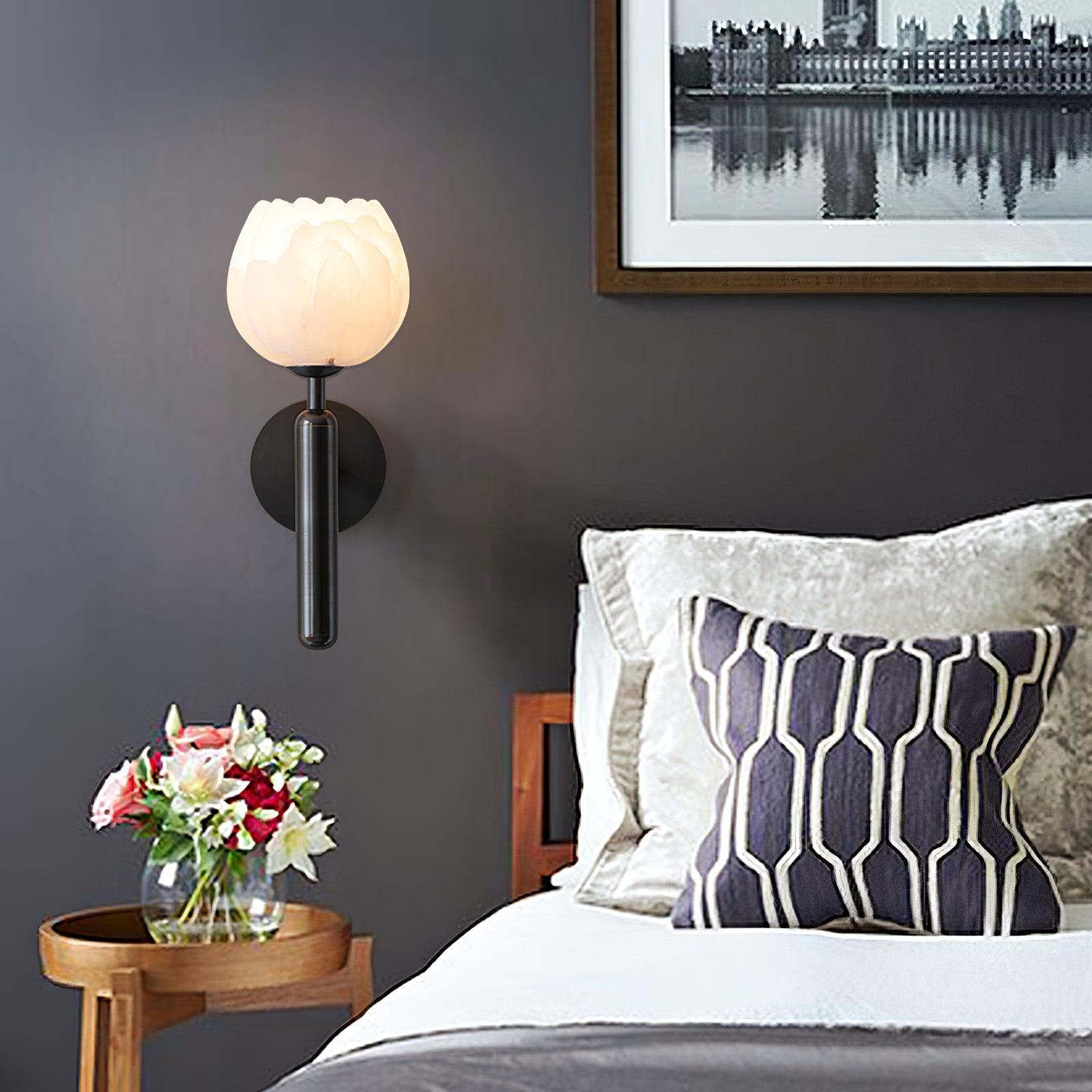 Mirea Floral Wall Lamp – Brass Alabaster Decorative Wall Lighting Fixture