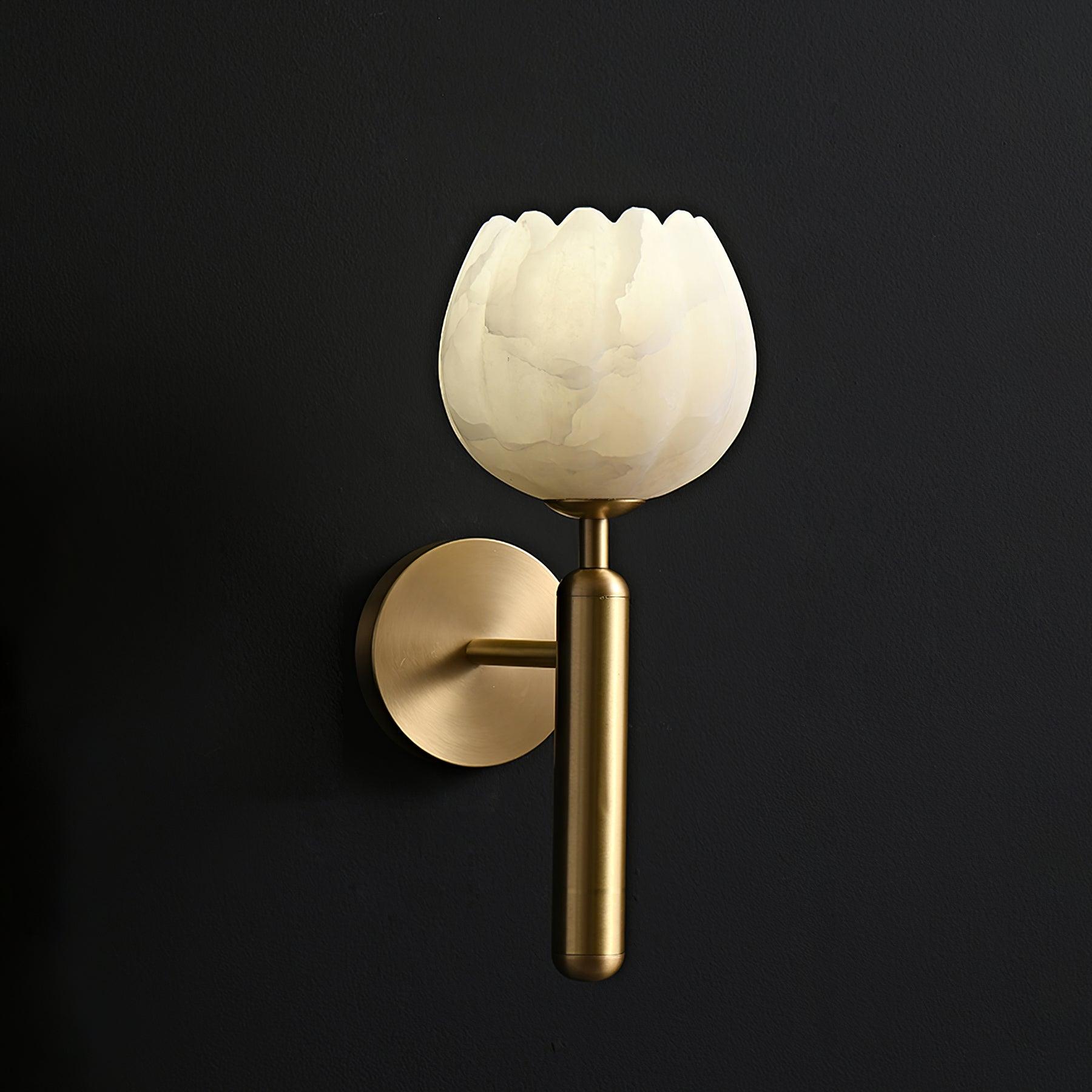 Mirea Floral Wall Lamp – Brass Alabaster Decorative Wall Lighting Fixture