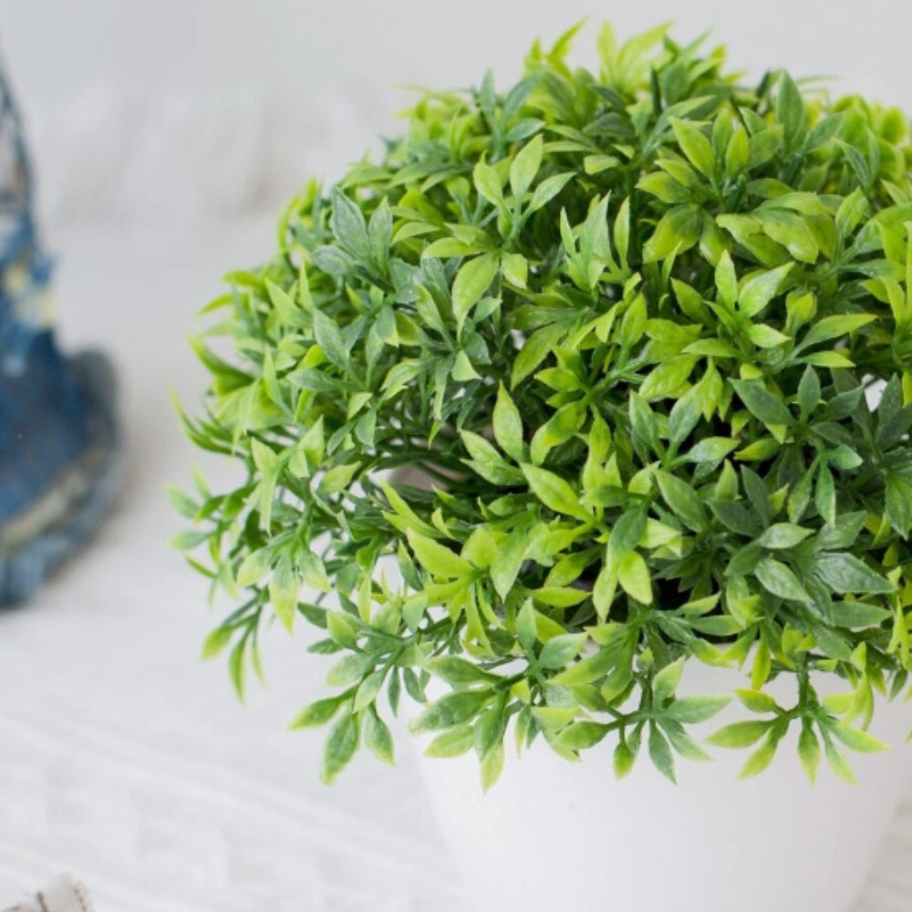 Fernwick Potted Faux Plant – Artificial Boxwood Bonsai Decorative Greenery Office Desk Living Room