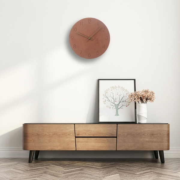 Terrasol Round Wall Clock – Silent Non-Ticking Minimalist Modern Decorative Living Room Bedroom