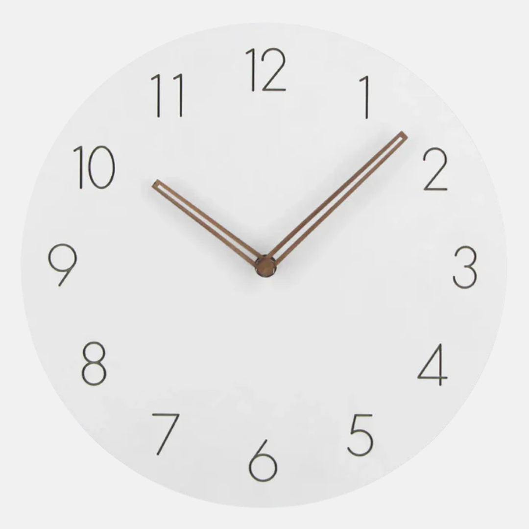Terrasol Round Wall Clock – Silent Non-Ticking Minimalist Modern Decorative Living Room Bedroom