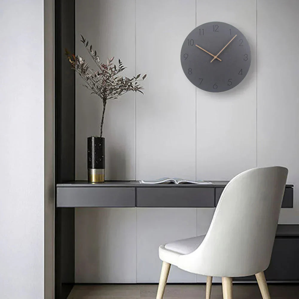 Terrasol Round Wall Clock – Silent Non-Ticking Minimalist Modern Decorative Living Room Bedroom