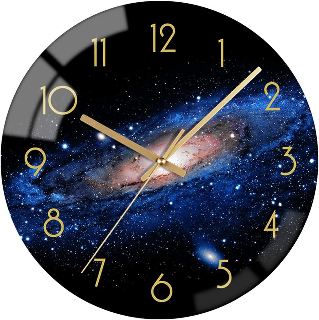 Marvex Noir Wall Clock – Black Gold Marble Round Decorative 12 Inch Silent Living Room Bedroom Kitchen