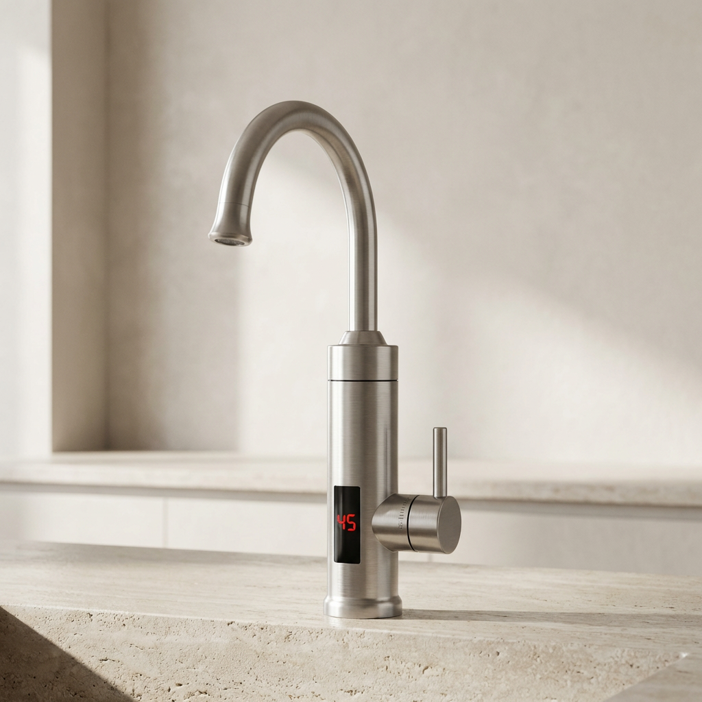 Thermax Instant Hot Water Dispenser – Electric Kitchen Faucet Digital Temperature Display Brushed Nickel