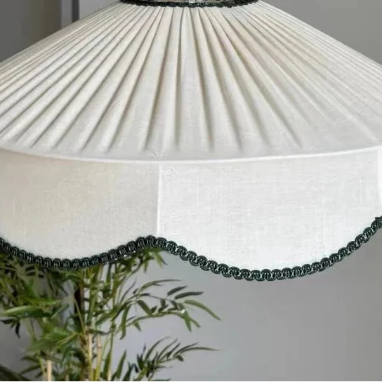 Bewa Scalloped Pendant Light – Fabric Shade Ceiling Hanging Lamp Dining Room Living Room Decorative Lighting